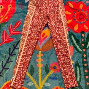 Free People Red and White Patterned Leggings